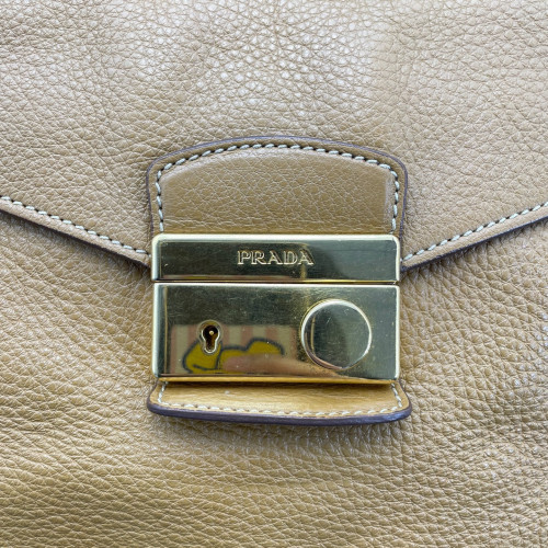 Prada Tote Bag Grained Calfskin Tan