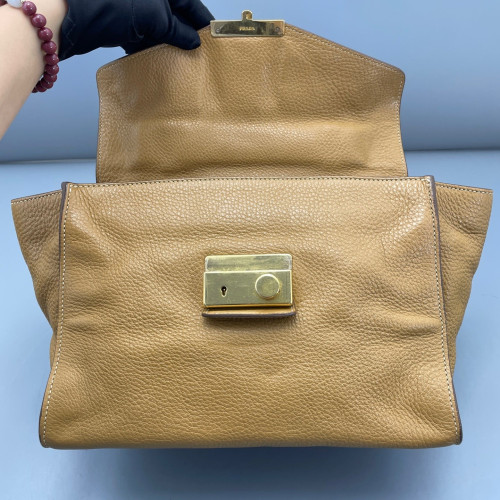 Prada Tote Bag Grained Calfskin Tan