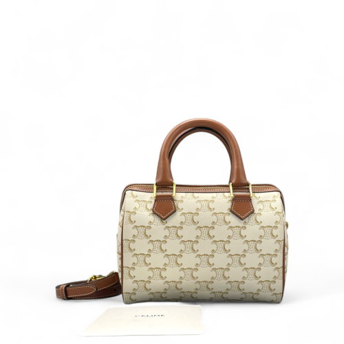 Celine Small Boston Bag Triomphe White Brown