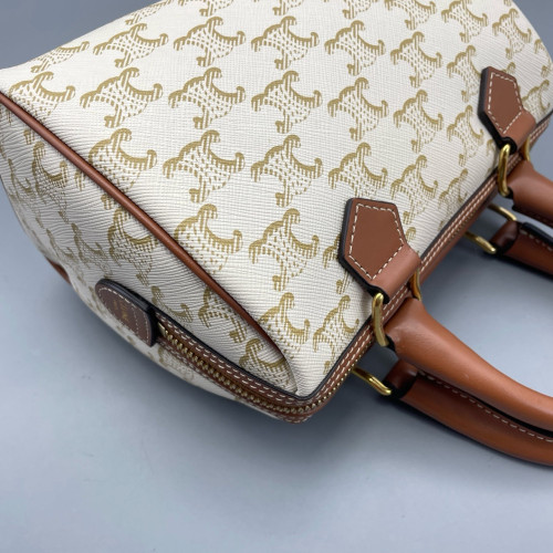 Celine Small Boston Bag Triomphe White Brown