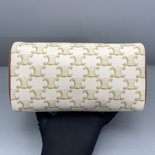 Celine Small Boston Bag Triomphe White Brown