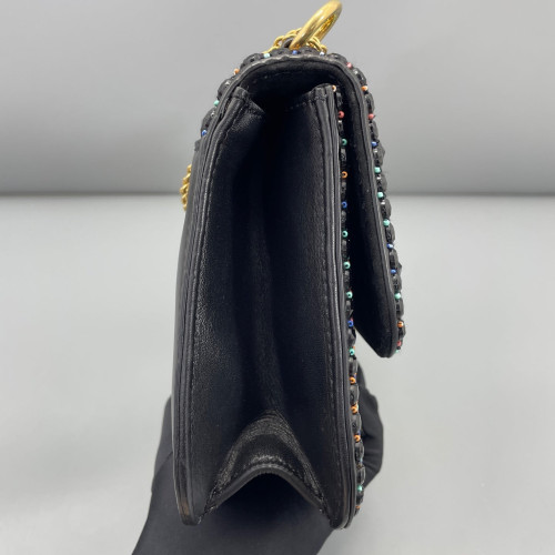 Valentino Medium Glam Lock Rockstud Flap Smooth Calfskin Perline Glass Black Red Green