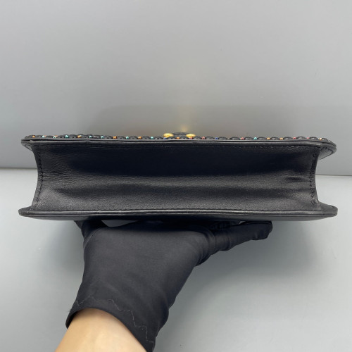 Valentino Medium Glam Lock Rockstud Flap Smooth Calfskin Perline Glass Black Red Green