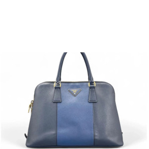 Prada Large Lux Promenade Tote Saffiano Calfskin Blue Dark Blue
