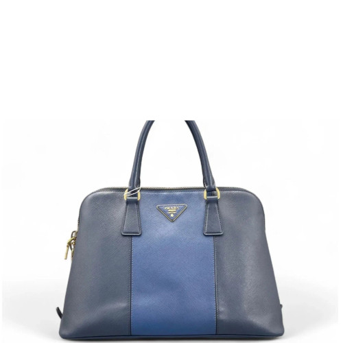 Prada Large Lux Promenade Tote Saffiano Calfskin Blue Dark Blue