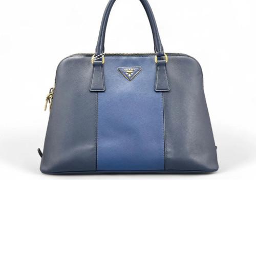 Prada Large Lux Promenade Tote Saffiano Calfskin Blue Dark Blue