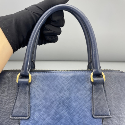 Prada Large Lux Promenade Tote Saffiano Calfskin Blue Dark Blue