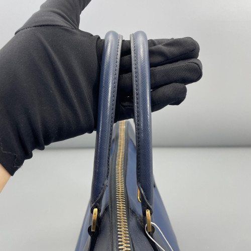 Prada Large Lux Promenade Tote Saffiano Calfskin Blue Dark Blue