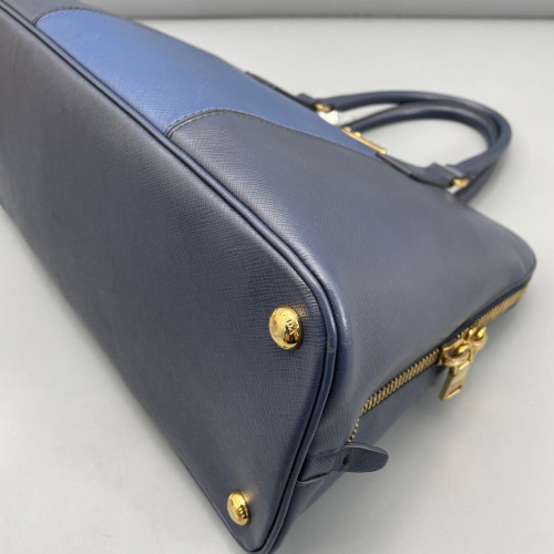 Prada Large Lux Promenade Tote Saffiano Calfskin Blue Dark Blue