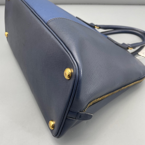 Prada Large Lux Promenade Tote Saffiano Calfskin Blue Dark Blue