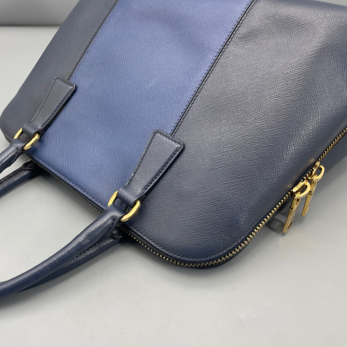 Prada Large Lux Promenade Tote Saffiano Calfskin Blue Dark Blue