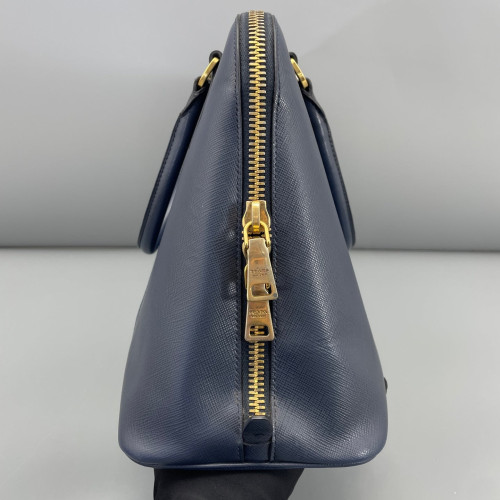 Prada Large Lux Promenade Tote Saffiano Calfskin Blue Dark Blue
