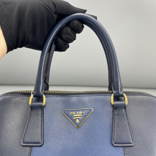 Prada Large Lux Promenade Tote Saffiano Calfskin Blue Dark Blue