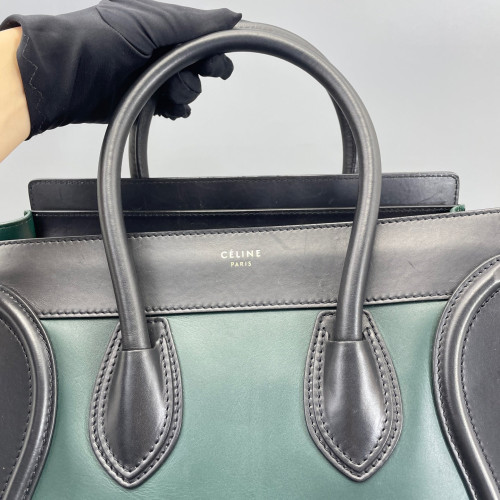 Celine Medium Luggage Phantom Calfskin Dark Green Black