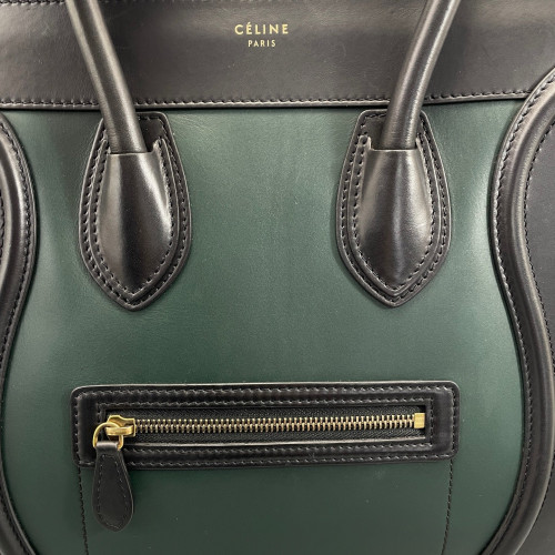 Celine Medium Luggage Phantom Calfskin Dark Green Black