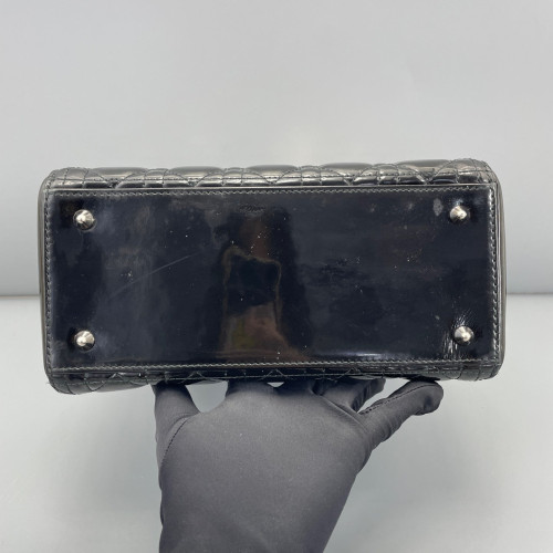Dior Medium Lady Dior Patent Calfskin Black