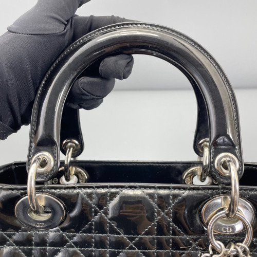 Dior Medium Lady Dior Patent Calfskin Black