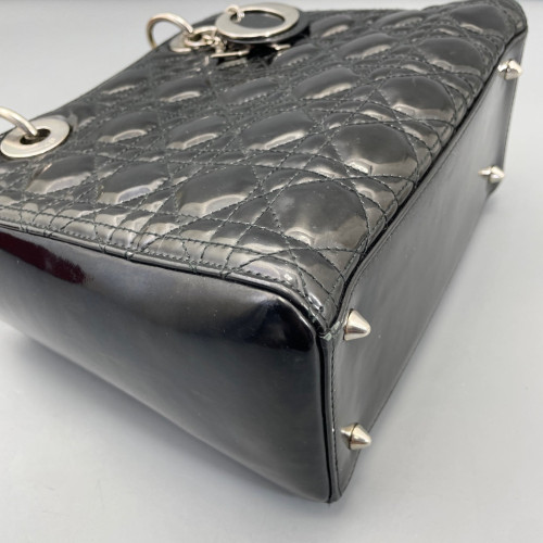 Dior Medium Lady Dior Patent Calfskin Black