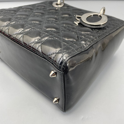 Dior Medium Lady Dior Patent Calfskin Black