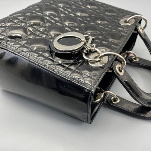 Dior Medium Lady Dior Patent Calfskin Black