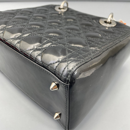 Dior Medium Lady Dior Patent Calfskin Black