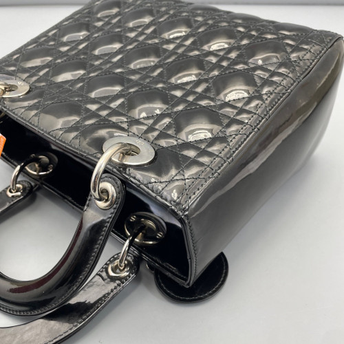 Dior Medium Lady Dior Patent Calfskin Black
