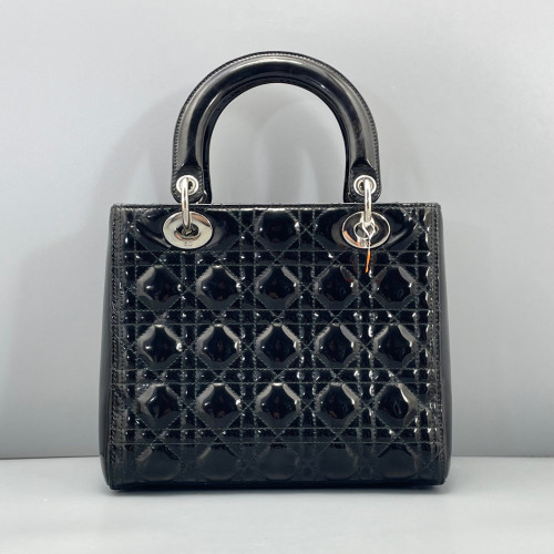 Dior Medium Lady Dior Patent Calfskin Black