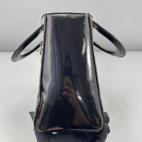 Dior Medium Lady Dior Patent Calfskin Black