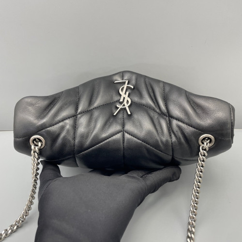 Yves Saint Laurent Toy Loulou Puffer Chain Calfskin Black