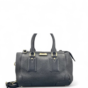 Burberry Medium Gladstone Bag Grained Calfskin Black