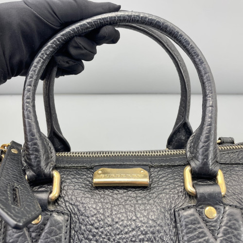 Burberry Medium Gladstone Bag Grained Calfskin Black