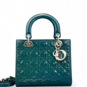 Dior Medium Lady Dior Patent Calfskin Turquoise