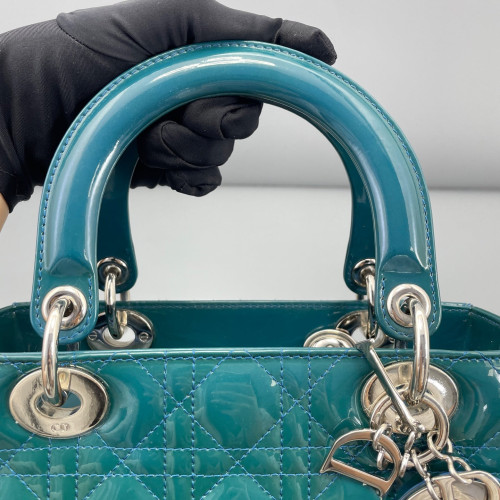Dior Medium Lady Dior Patent Calfskin Turquoise Dior Medium Lady Dior Patent Calfskin Turquoise