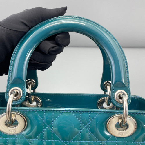 Dior Medium Lady Dior Patent Calfskin Turquoise Dior Medium Lady Dior Patent Calfskin Turquoise