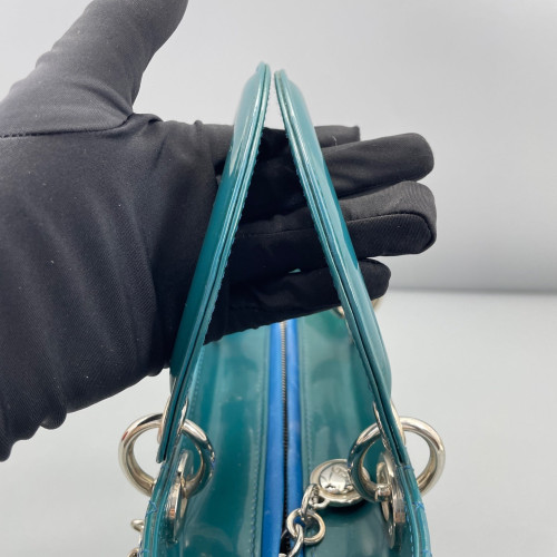 Dior Medium Lady Dior Patent Calfskin Turquoise Dior Medium Lady Dior Patent Calfskin Turquoise