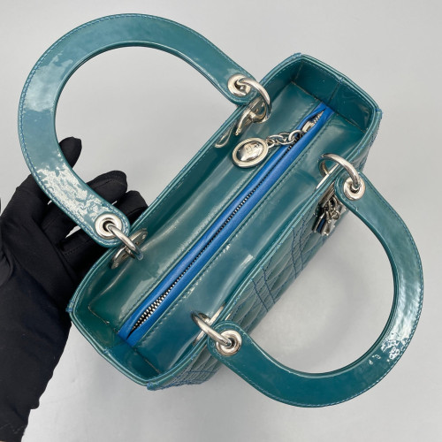 Dior Medium Lady Dior Patent Calfskin Turquoise Dior Medium Lady Dior Patent Calfskin Turquoise