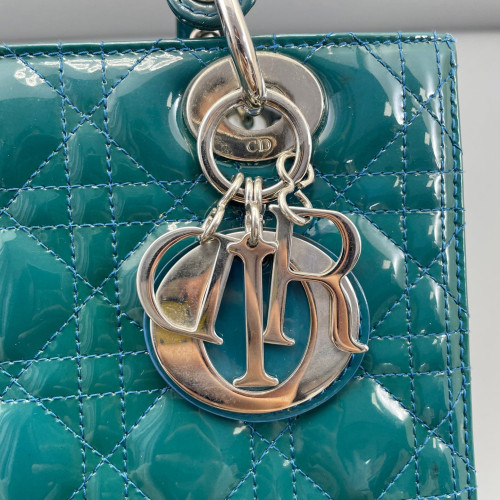Dior Medium Lady Dior Patent Calfskin Turquoise Dior Medium Lady Dior Patent Calfskin Turquoise