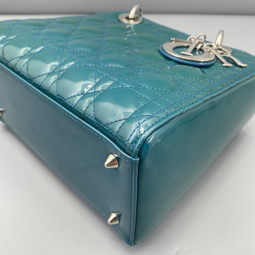 Dior Medium Lady Dior Patent Calfskin Turquoise Dior Medium Lady Dior Patent Calfskin Turquoise