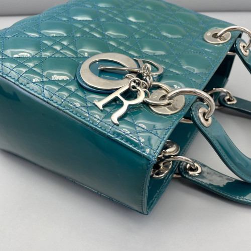 Dior Medium Lady Dior Patent Calfskin Turquoise Dior Medium Lady Dior Patent Calfskin Turquoise