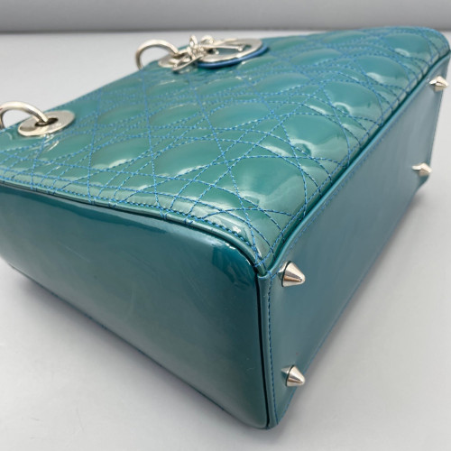 Dior Medium Lady Dior Patent Calfskin Turquoise Dior Medium Lady Dior Patent Calfskin Turquoise