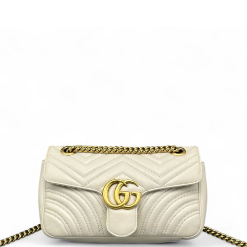 Gucci Chevron Small GG Marmont Calfskin White Gucci Chevron Small GG Marmont Calfskin White