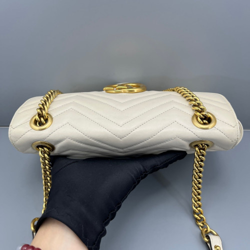 Gucci Chevron Small GG Marmont Calfskin White Gucci Chevron Small GG Marmont Calfskin White