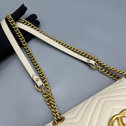 Gucci Chevron Small GG Marmont Calfskin White Gucci Chevron Small GG Marmont Calfskin White