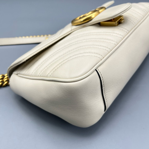 Gucci Chevron Small GG Marmont Calfskin White Gucci Chevron Small GG Marmont Calfskin White