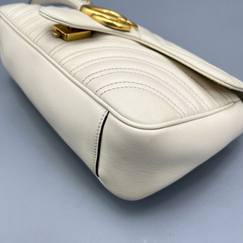 Gucci Chevron Small GG Marmont Calfskin White Gucci Chevron Small GG Marmont Calfskin White
