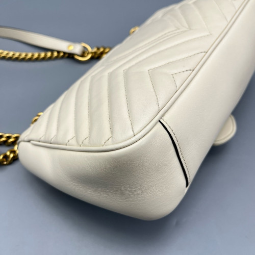 Gucci Chevron Small GG Marmont Calfskin White Gucci Chevron Small GG Marmont Calfskin White