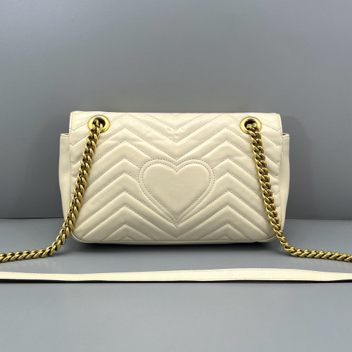 Gucci Chevron Small GG Marmont Calfskin White Gucci Chevron Small GG Marmont Calfskin White