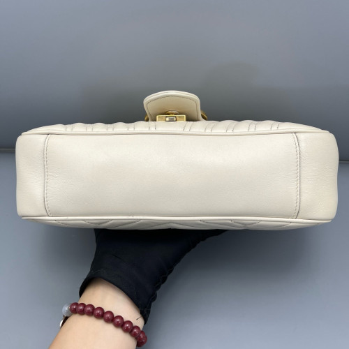 Gucci Chevron Small GG Marmont Calfskin White Gucci Chevron Small GG Marmont Calfskin White
