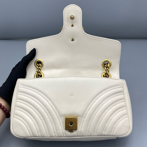 Gucci Chevron Small GG Marmont Calfskin White Gucci Chevron Small GG Marmont Calfskin White
