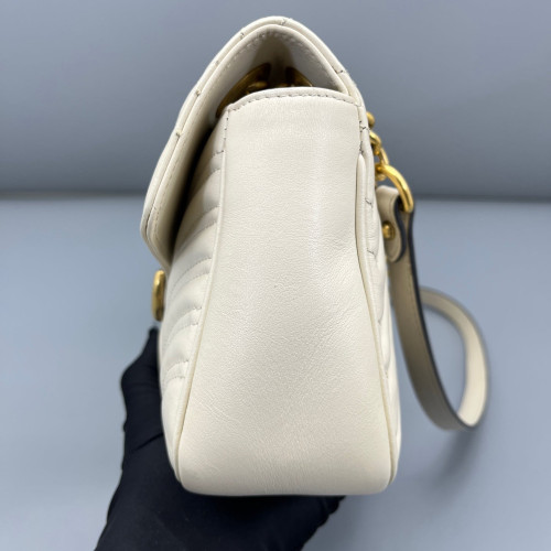 Gucci Chevron Small GG Marmont Calfskin White Gucci Chevron Small GG Marmont Calfskin White